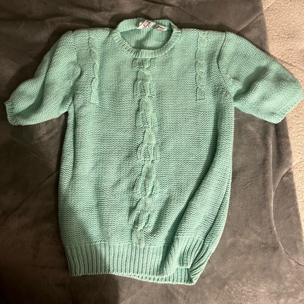 mint knitted short sleeve shirt